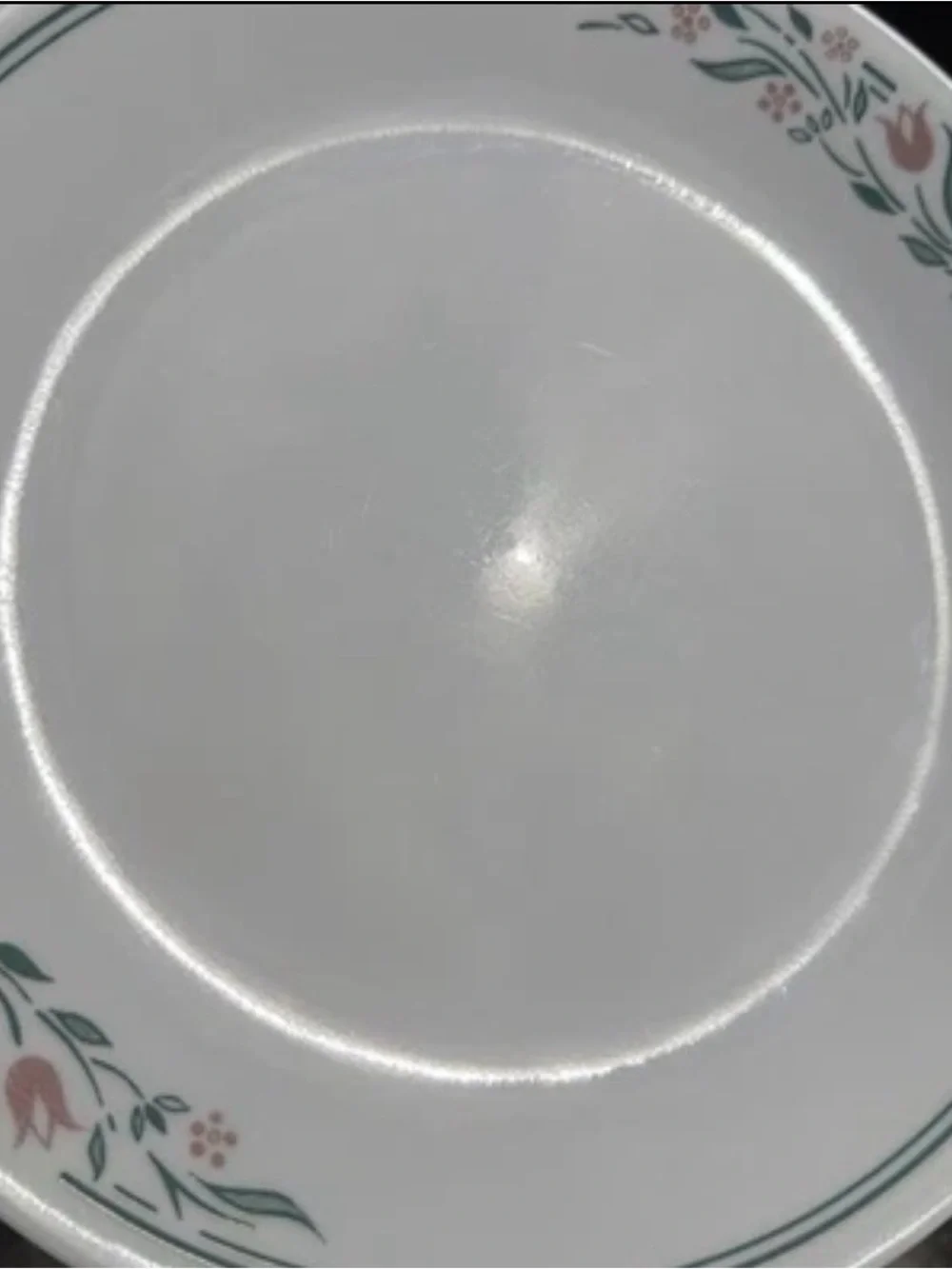 4 Corelle Dinner Plates Rosemarie Pink Tulips Green Rings  10.25